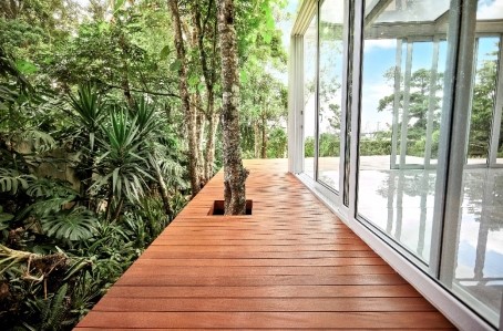 tropical wood deck