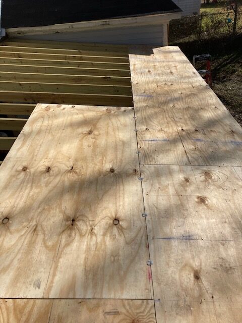 Plywood roof decking