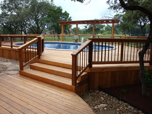 Above ground pool deck