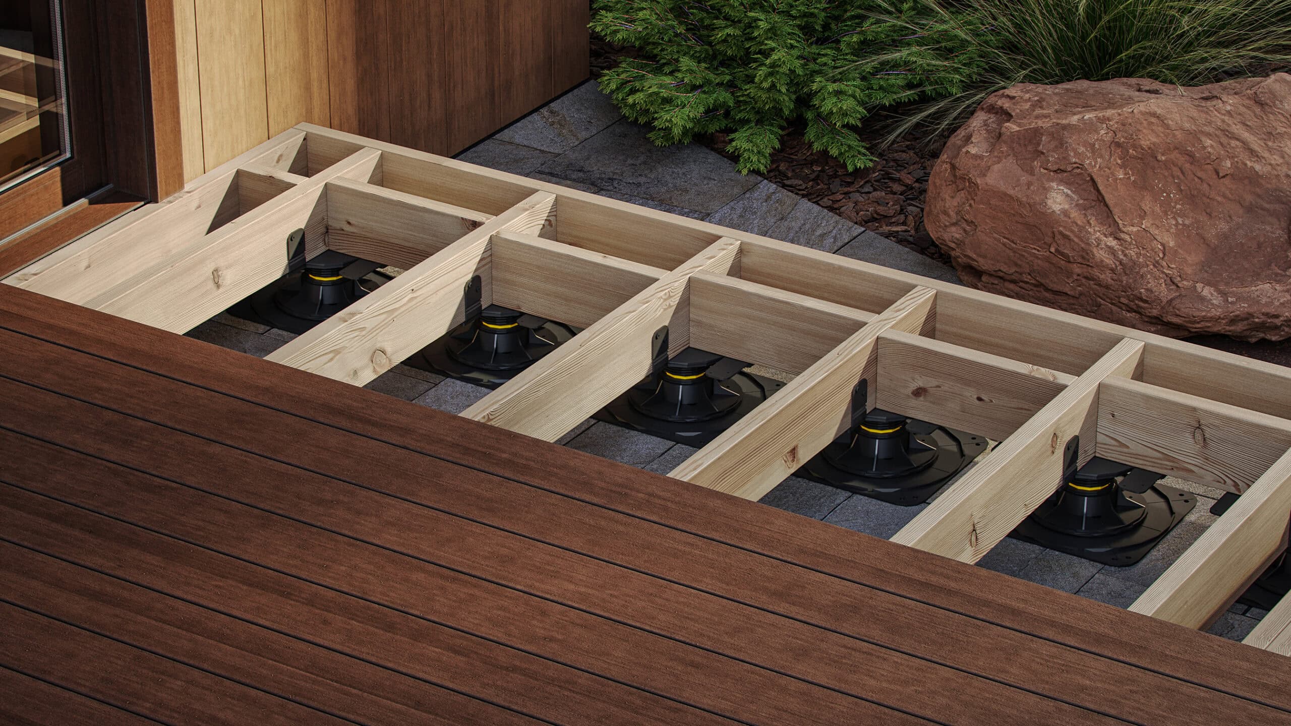 Level.Up Adjustable Deck Pedestal Joist Support System Redefines Deck