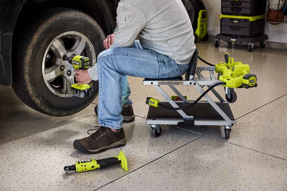 RYOBI 18V ONE+ Dual Function Lighted Creeper/Seat