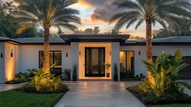 ODL HVHZ approved flush glazed entry door with impact rated doorglass.