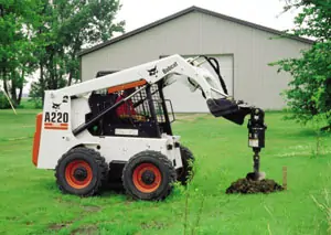 Skid Steer Loader With Post Hole Attachment