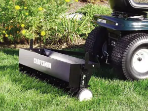 Lawn aerator attached to a riding lawn mower