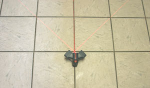 The new bosch Wall/Floor Covering Laser projects three lines, providing a means of determining room squareness, a guid line for tile, even for 45-degree tile setting.