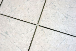 Spacers ensure even tile joints.