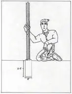 A diagram showing the depth and width of the fence post hole